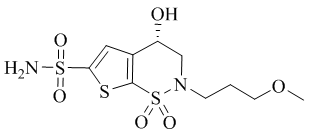 (S)-3,4-Dihydro-4-hydroxy-2-(3-methoxypropyl)-2H-thieno[3,2-e]-1,2-thiazine-6-sulfonamide 1,1-dioxide